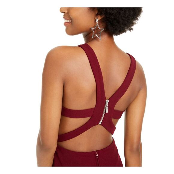 B DARLIN Womens Burgundy Sleeveless Short Cocktail Sheath Dress 7\8 - Picture 3 of 4